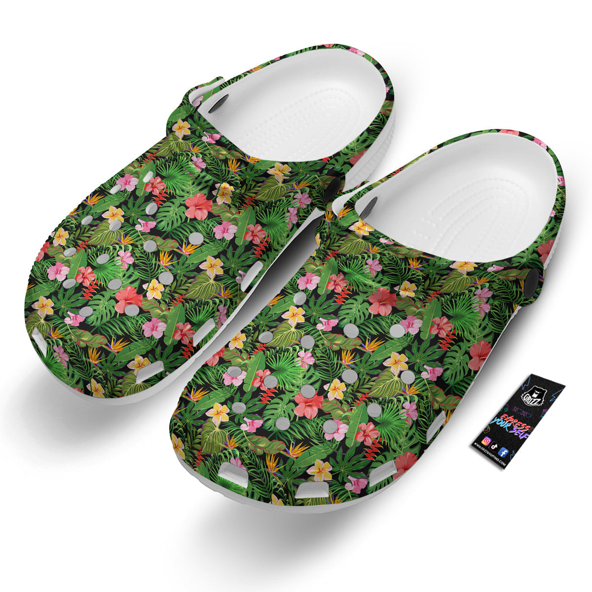 Tropical Aloha Hibiscus Print Pattern Clog-grizzshop