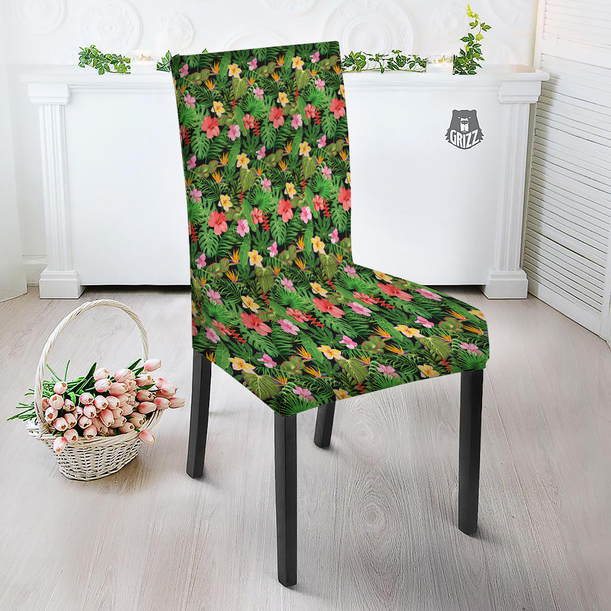 Tropical Aloha Hibiscus Print Pattern Dining Chair Slipcover-grizzshop
