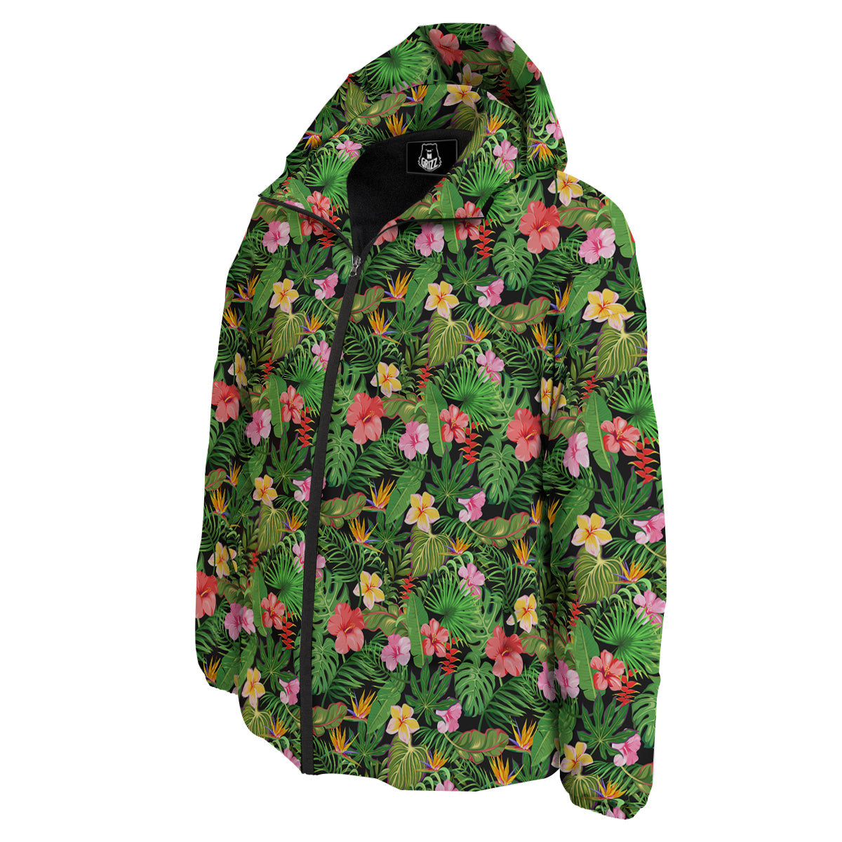 Tropical Aloha Hibiscus Print Pattern Down Jacket-grizzshop