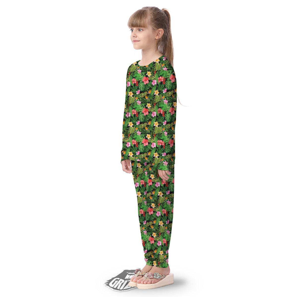 Tropical Aloha Hibiscus Print Pattern Kid's Pajamas-grizzshop