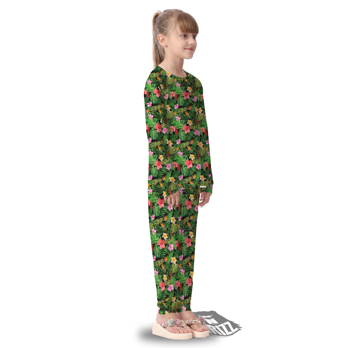 Tropical Aloha Hibiscus Print Pattern Kid's Pajamas-grizzshop