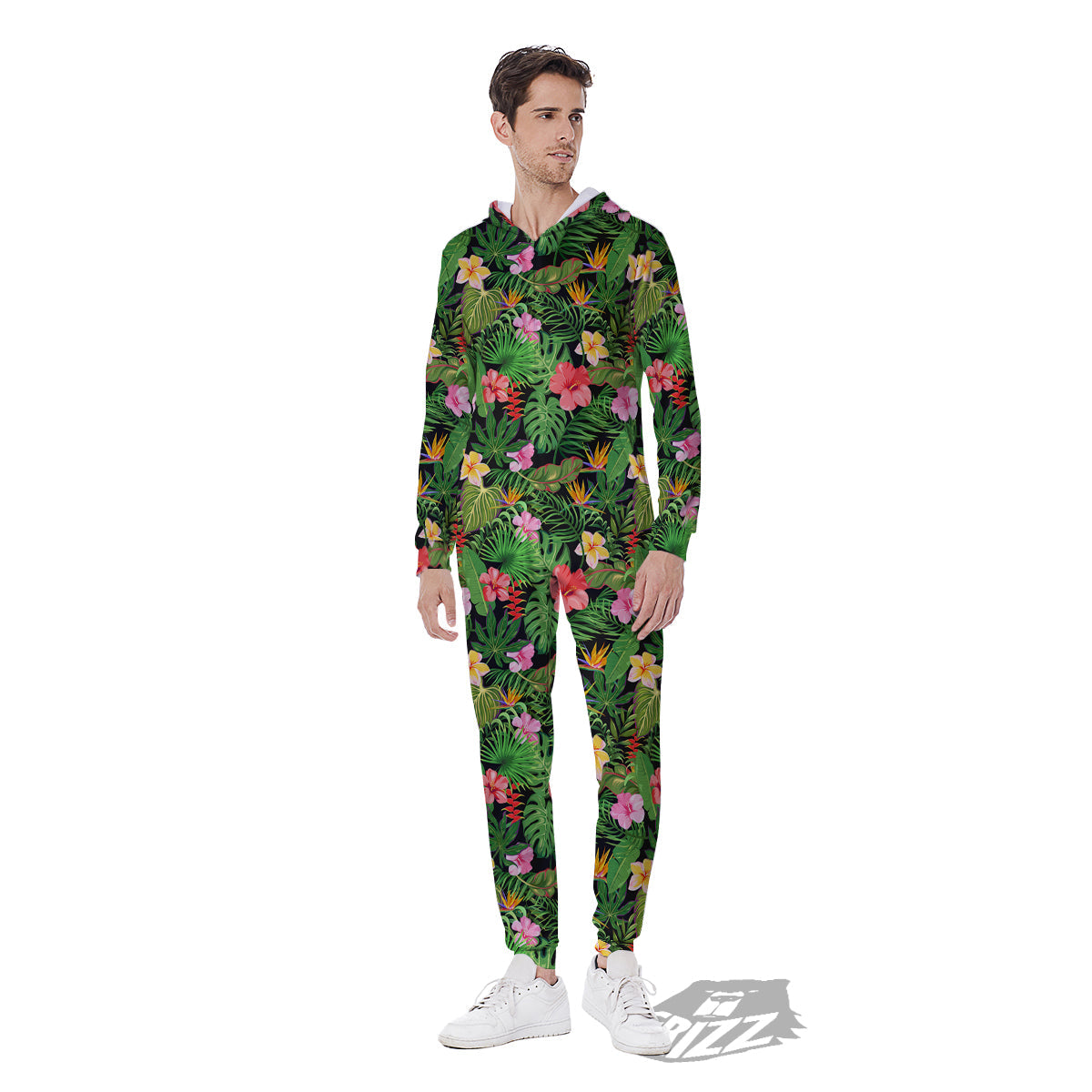 Tropical Aloha Hibiscus Print Pattern Men's Jumpsuit-grizzshop