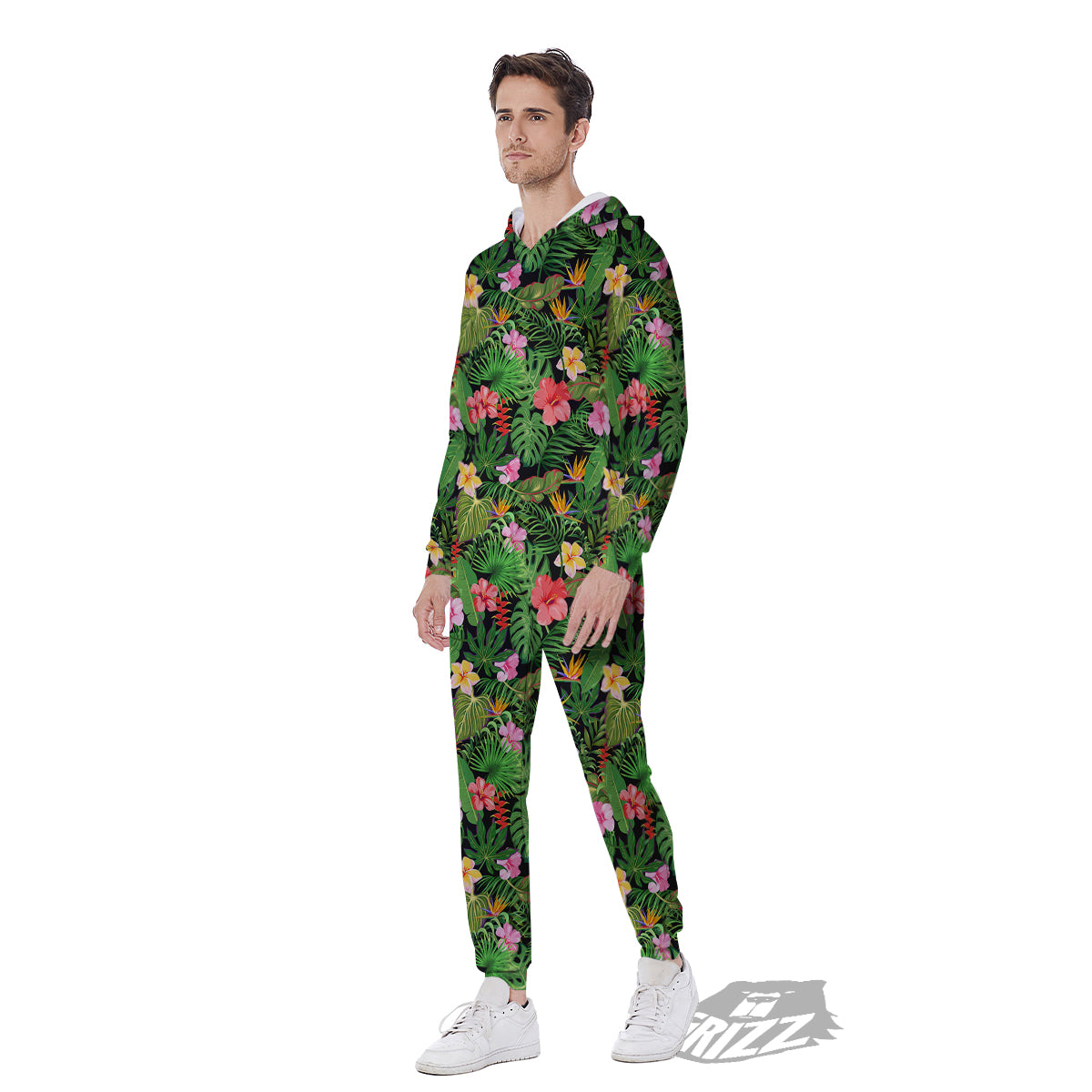 Tropical Aloha Hibiscus Print Pattern Men's Jumpsuit-grizzshop