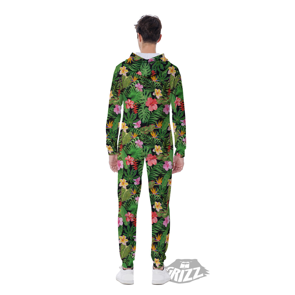 Tropical Aloha Hibiscus Print Pattern Men's Jumpsuit-grizzshop