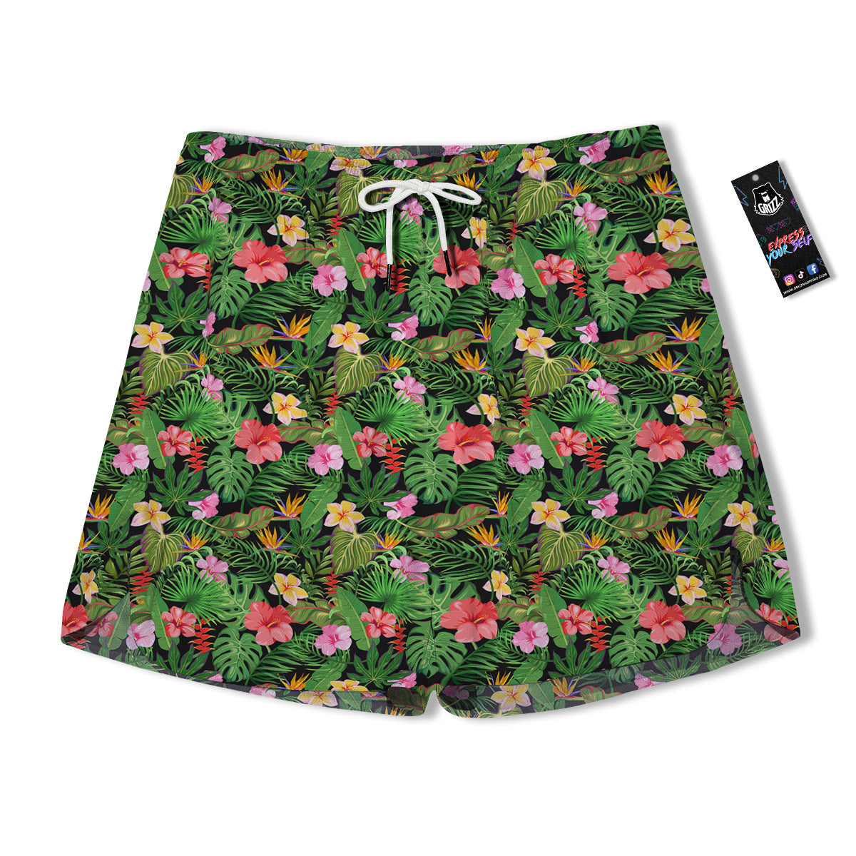 Tropical Aloha Hibiscus Print Pattern Men's Running Shorts-grizzshop