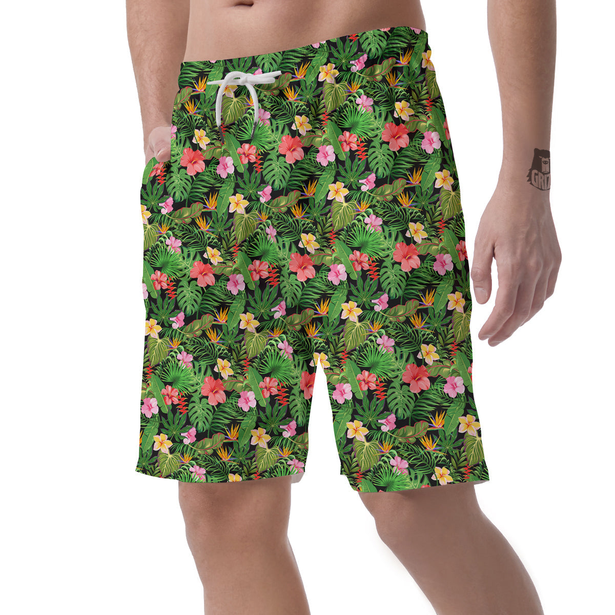 Tropical Aloha Hibiscus Print Pattern Men's Shorts-grizzshop