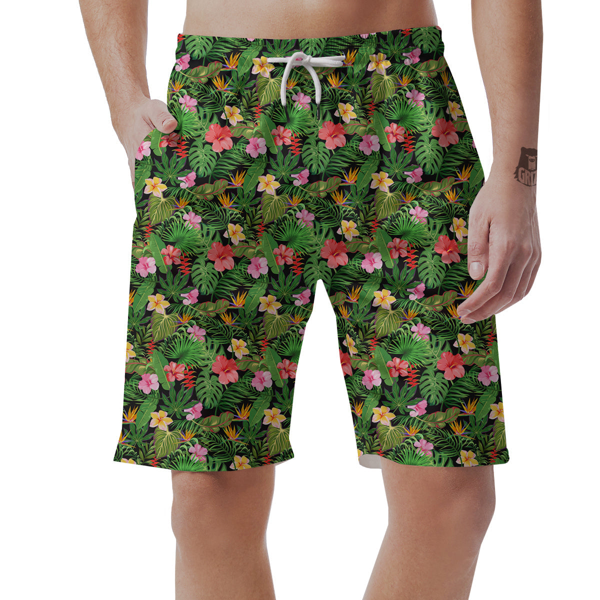 Tropical Aloha Hibiscus Print Pattern Men's Shorts-grizzshop