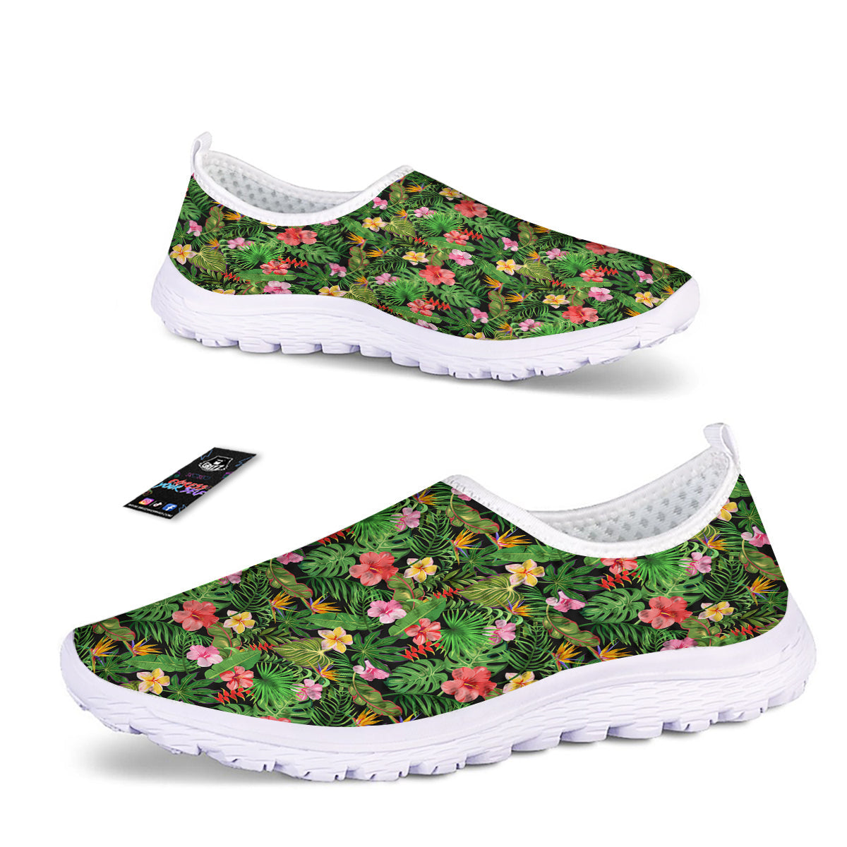 Tropical Aloha Hibiscus Print Pattern Nurse Shoes-grizzshop