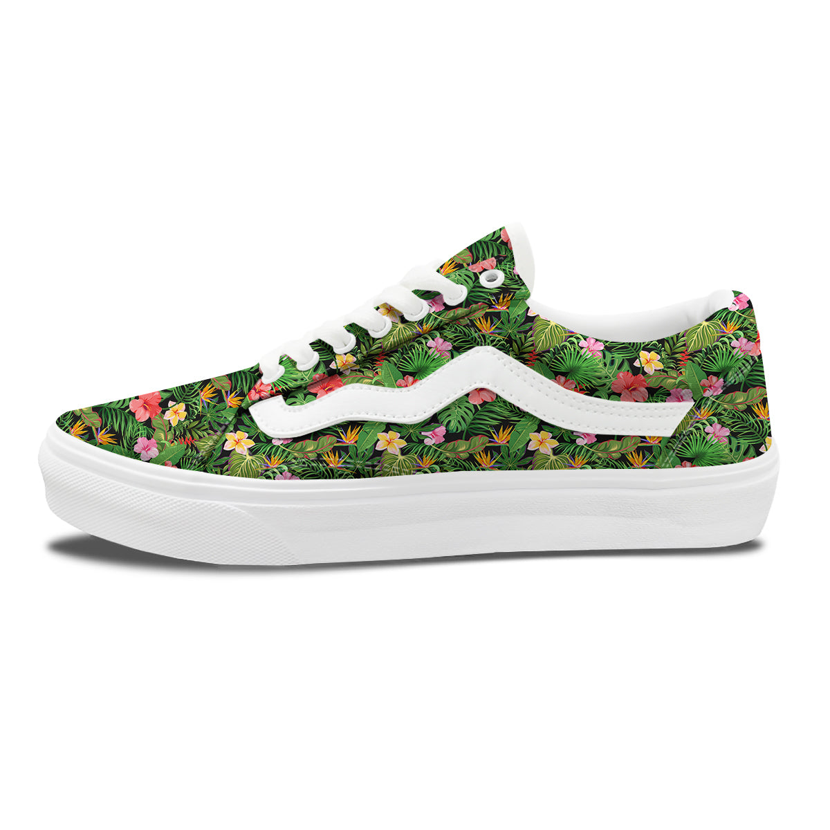 Tropical Aloha Hibiscus Print Pattern Skate Shoes-grizzshop