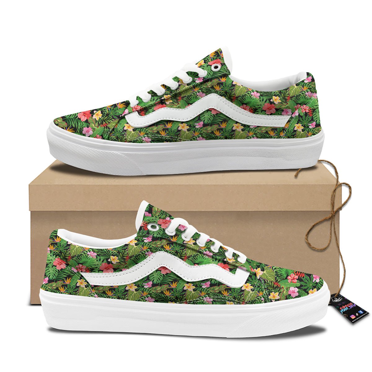 Tropical Aloha Hibiscus Print Pattern Skate Shoes-grizzshop