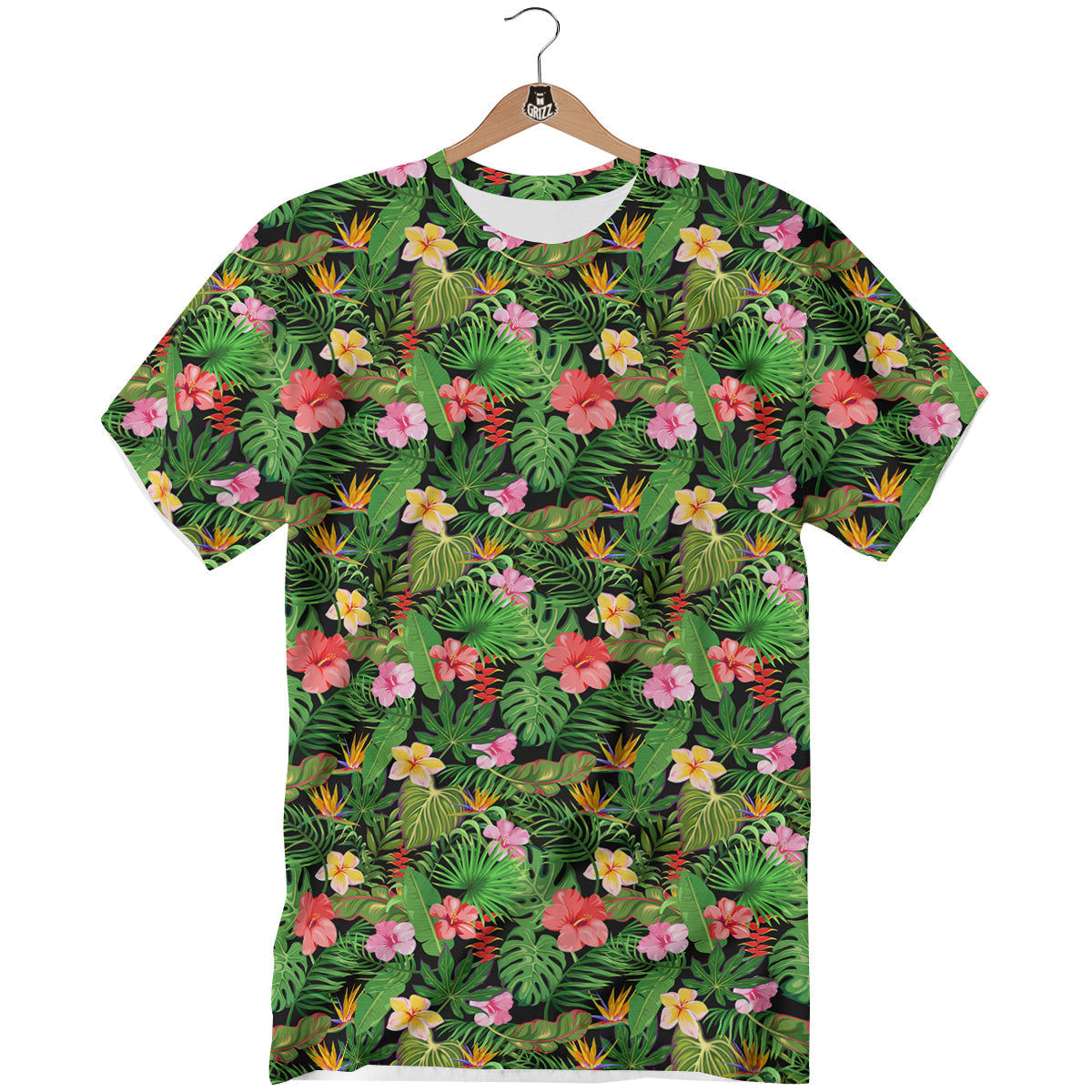 Tropical Aloha Hibiscus Print Pattern T-Shirt-grizzshop