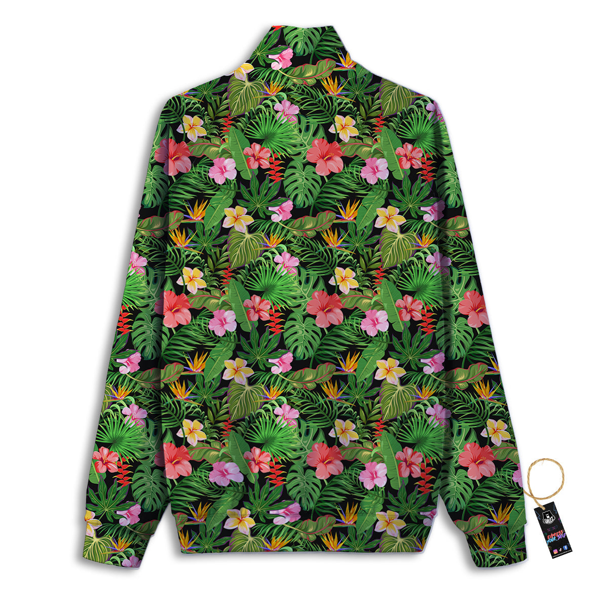 Tropical Aloha Hibiscus Print Pattern Track Jacket-grizzshop