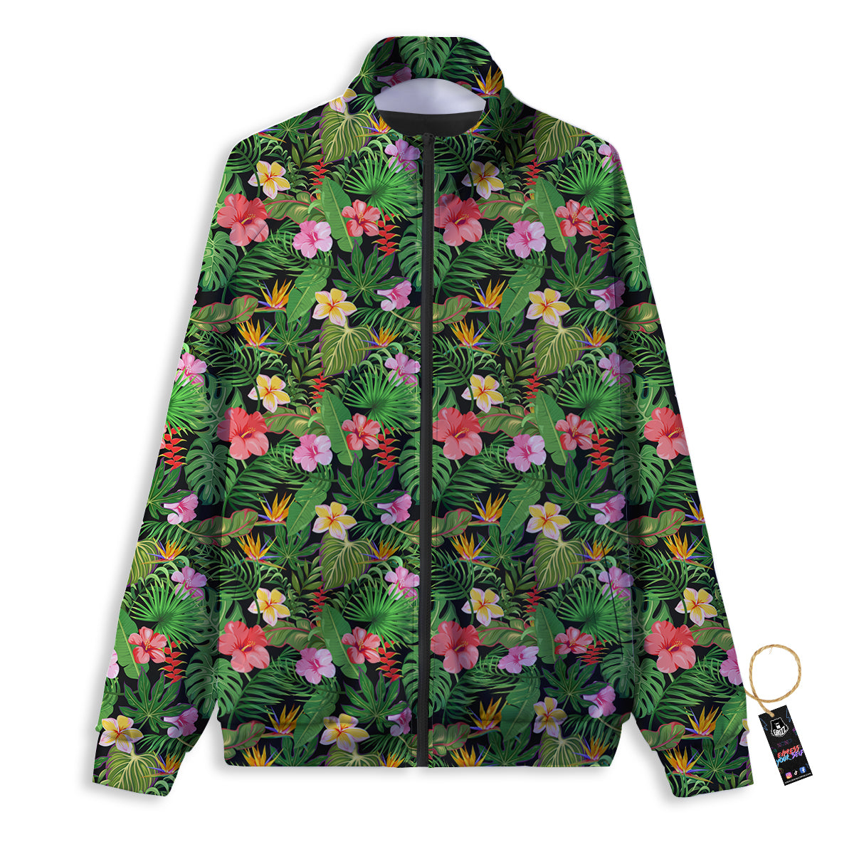 Tropical Aloha Hibiscus Print Pattern Track Jacket-grizzshop
