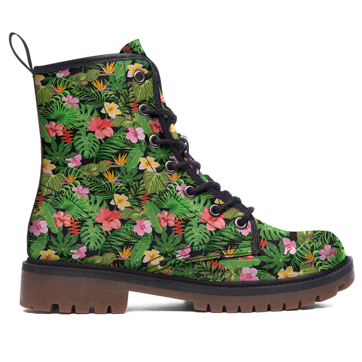 Tropical Aloha Hibiscus Print Pattern Work Boots-grizzshop