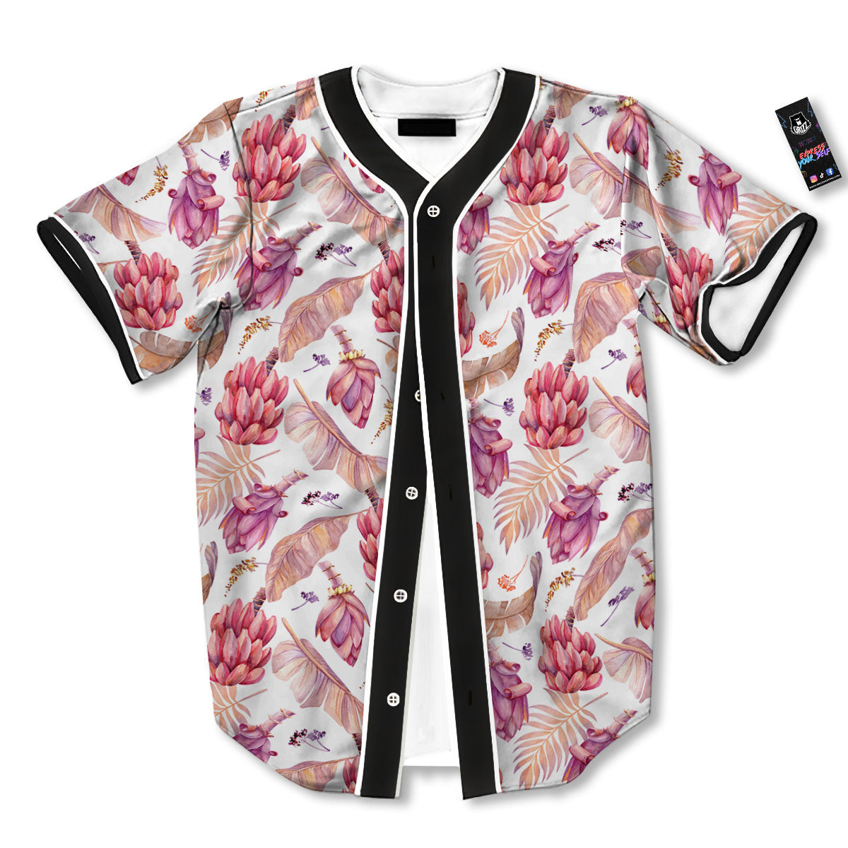 Tropical Banana Pink Print Pattern Baseball Jersey-grizzshop