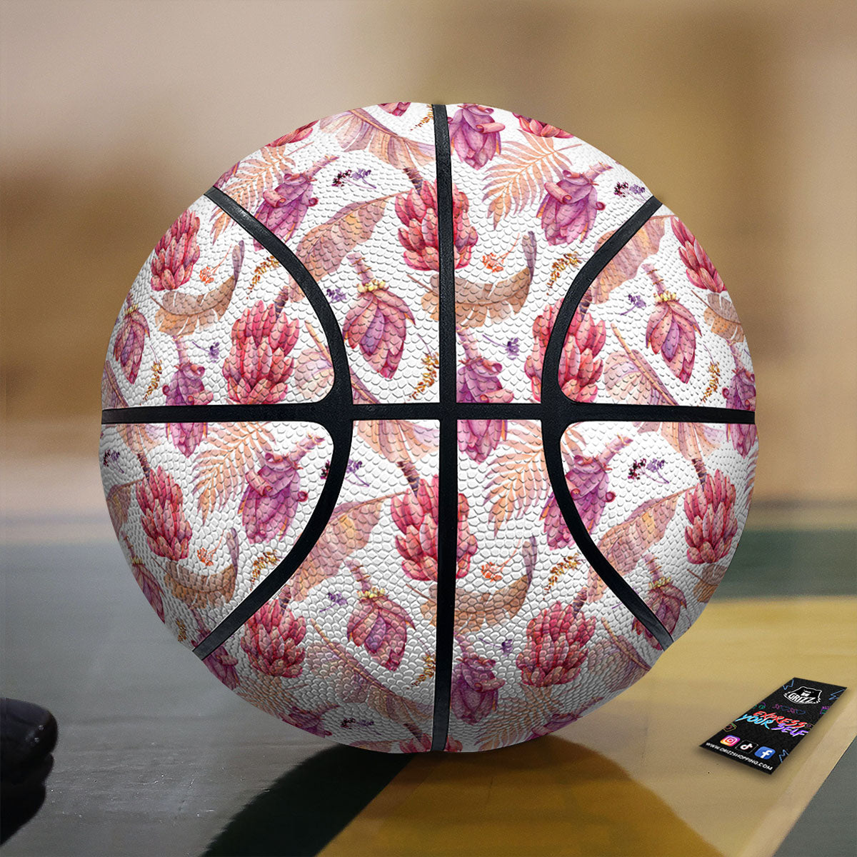 Tropical Banana Pink Print Pattern Basketball-grizzshop