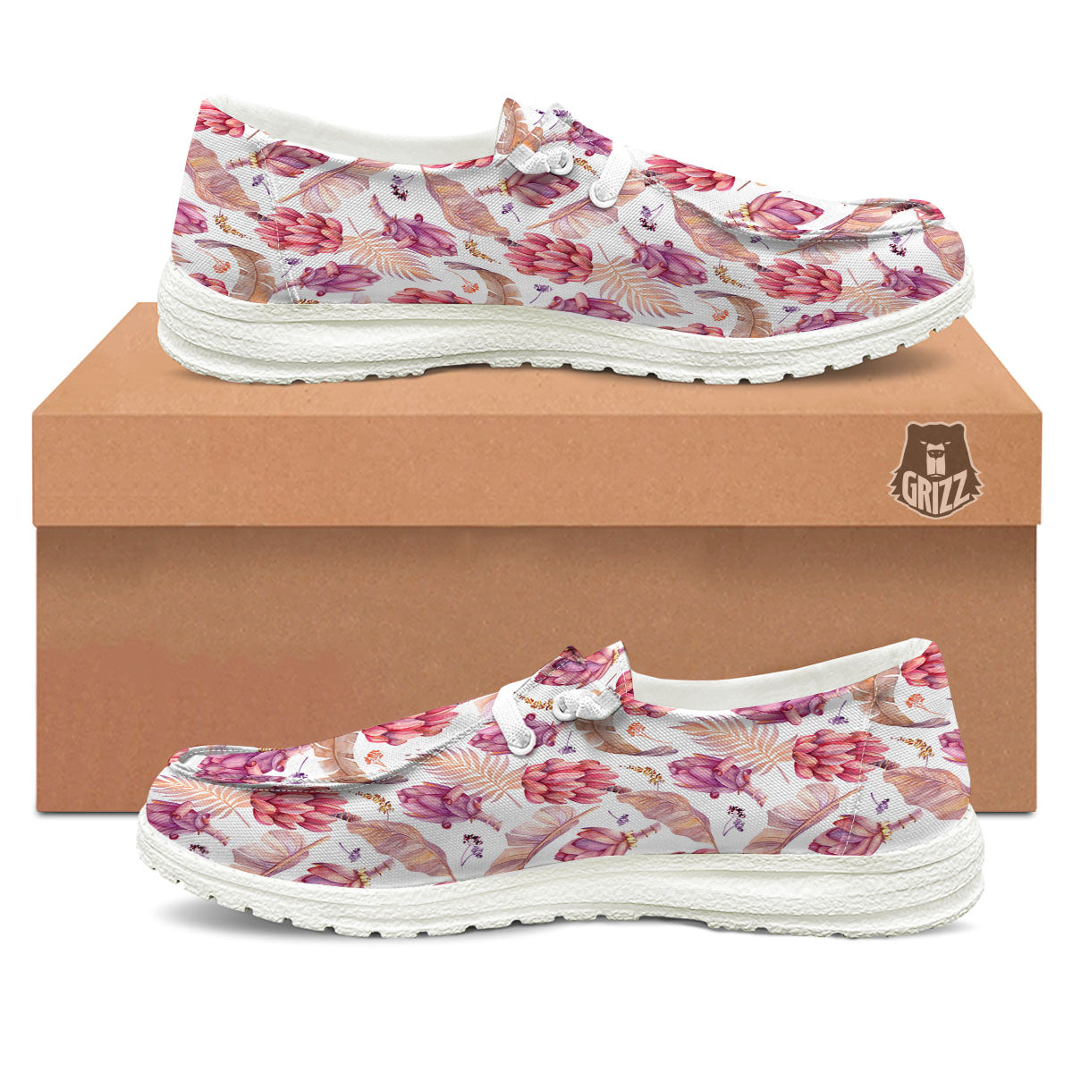 Tropical Banana Pink Print Pattern Black Loafers-grizzshop