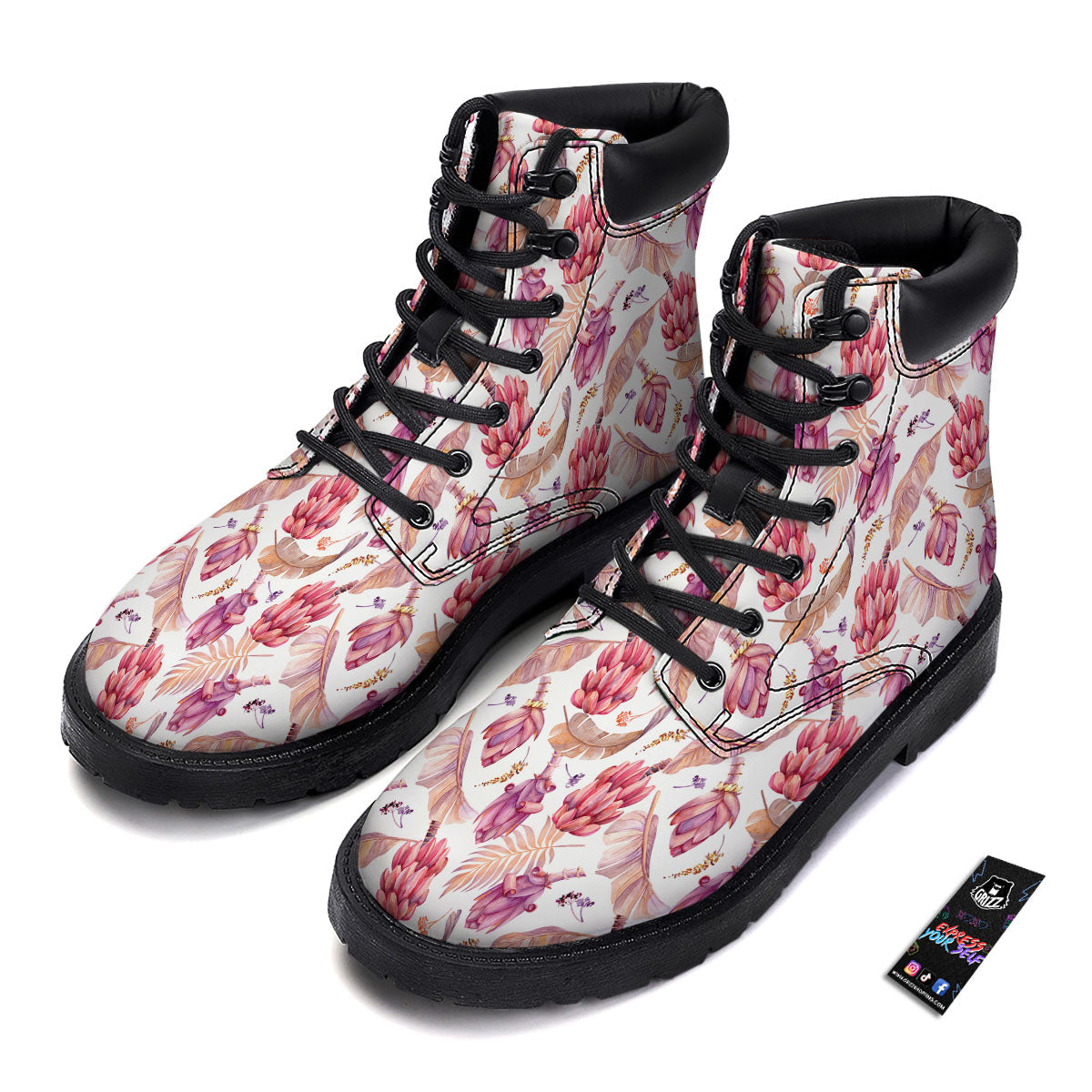 Tropical Banana Pink Print Pattern Boots-grizzshop