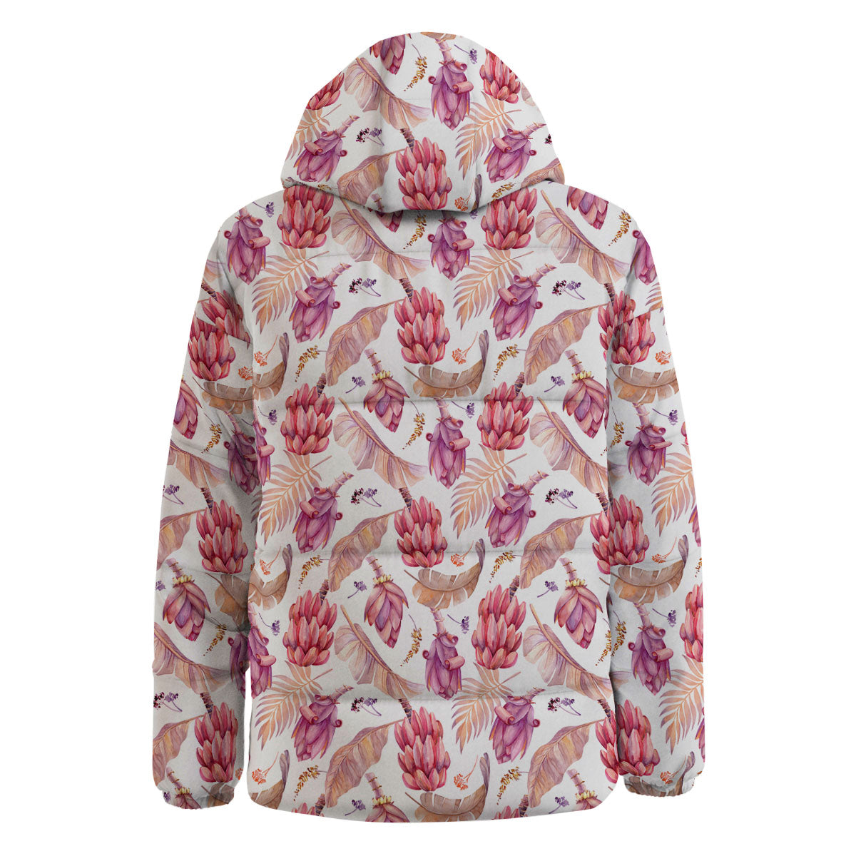 Tropical Banana Pink Print Pattern Down Jacket-grizzshop