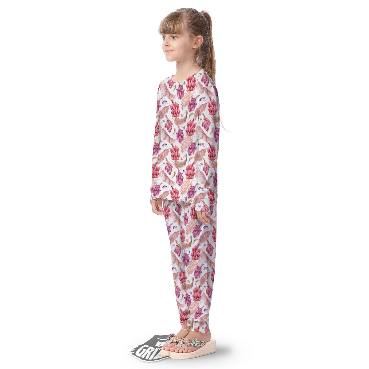Tropical Banana Pink Print Pattern Kid's Pajamas-grizzshop