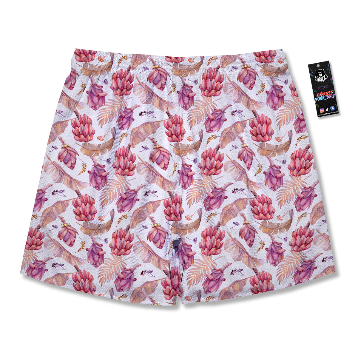 Tropical Banana Pink Print Pattern Men's Running Shorts-grizzshop