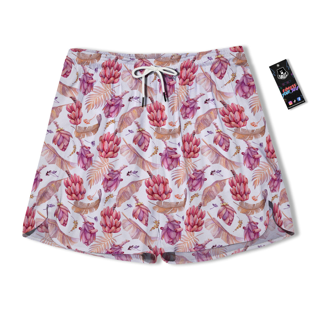 Tropical Banana Pink Print Pattern Men's Running Shorts-grizzshop