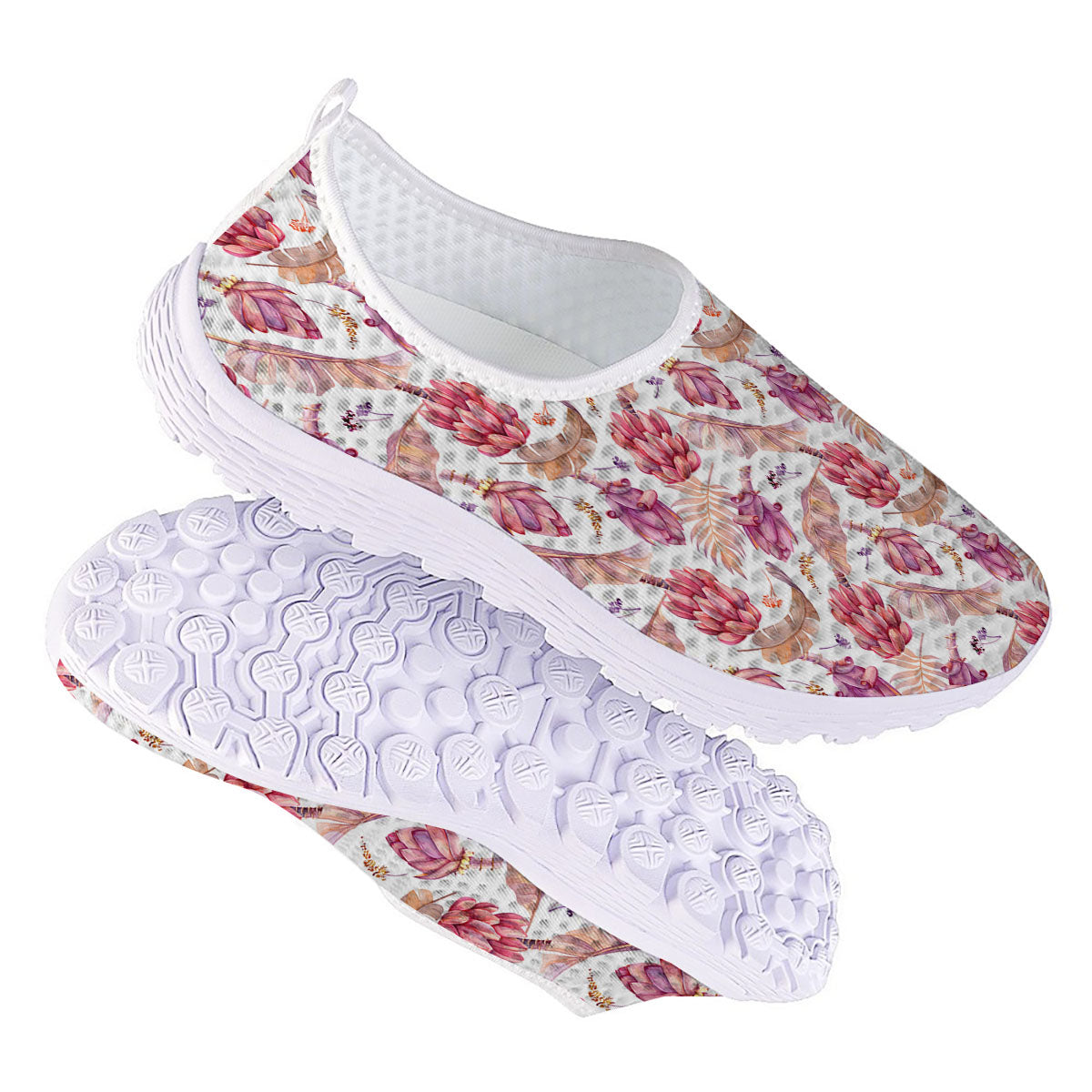 Tropical Banana Pink Print Pattern Nurse Shoes-grizzshop