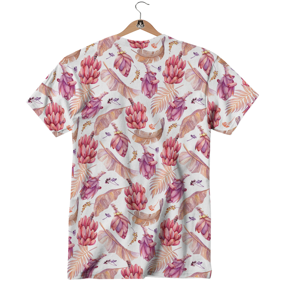 Tropical Banana Pink Print Pattern T-Shirt-grizzshop