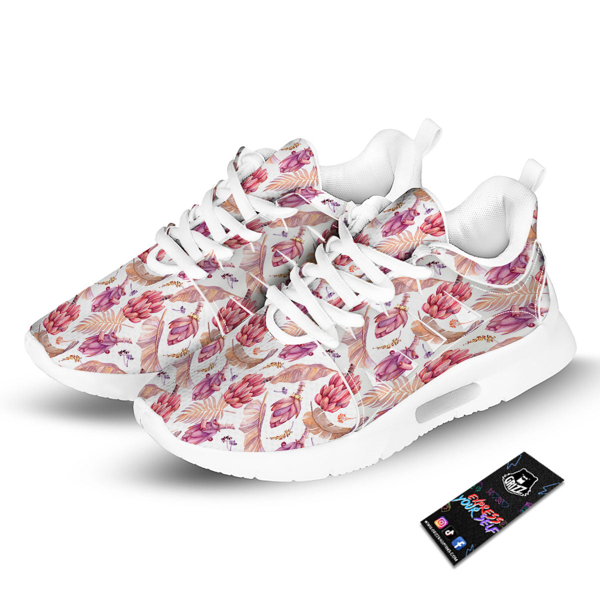 Tropical Banana Pink Print Pattern Tennis Shoes-grizzshop