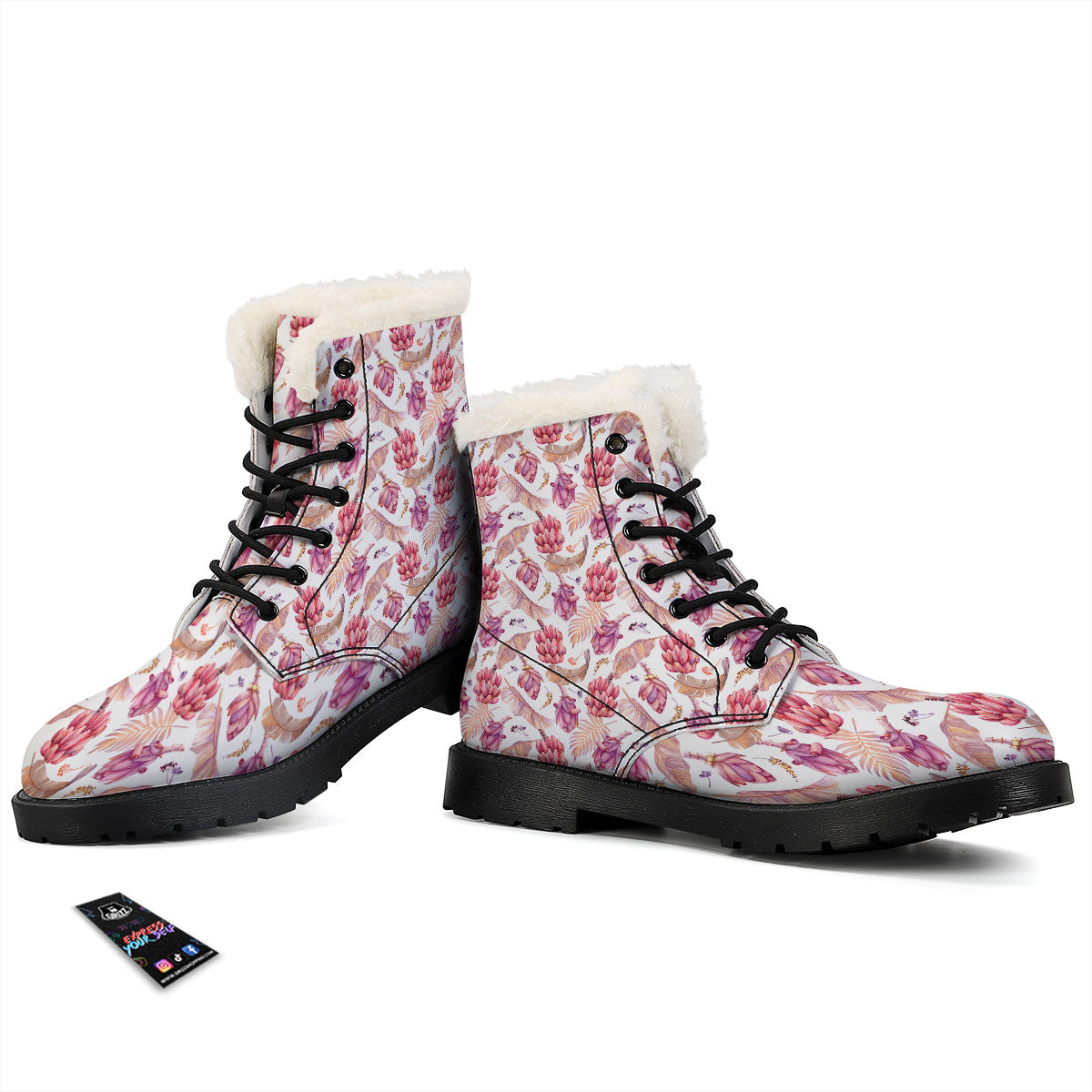 Tropical Banana Pink Print Pattern Winter Boots-grizzshop