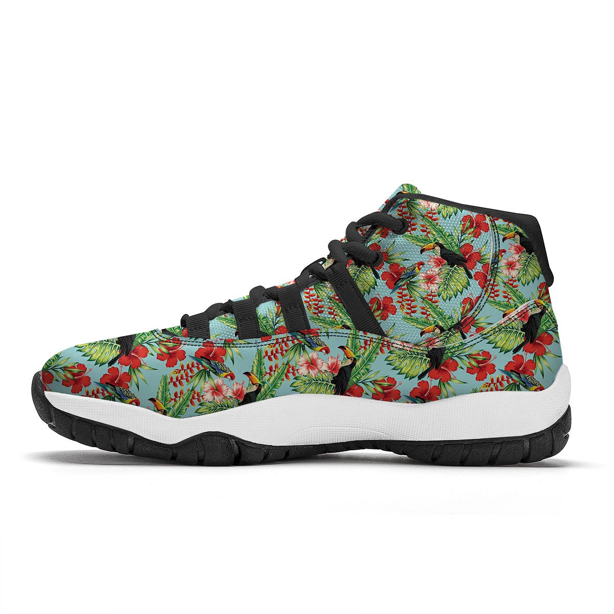 Tropical Bird Black Bball Shoes-grizzshop