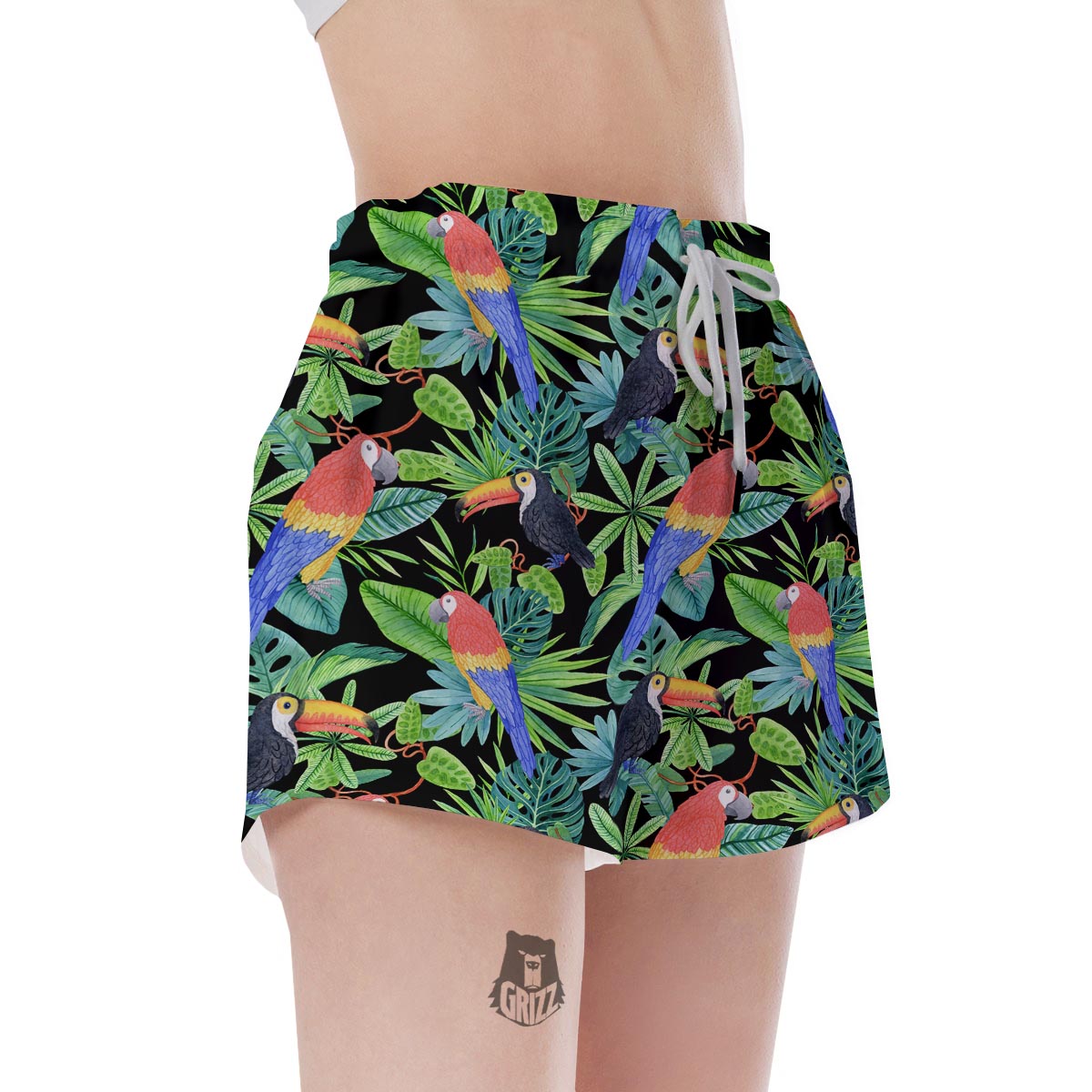 Tropical Bird Hawaiian Print Women's Shorts-grizzshop