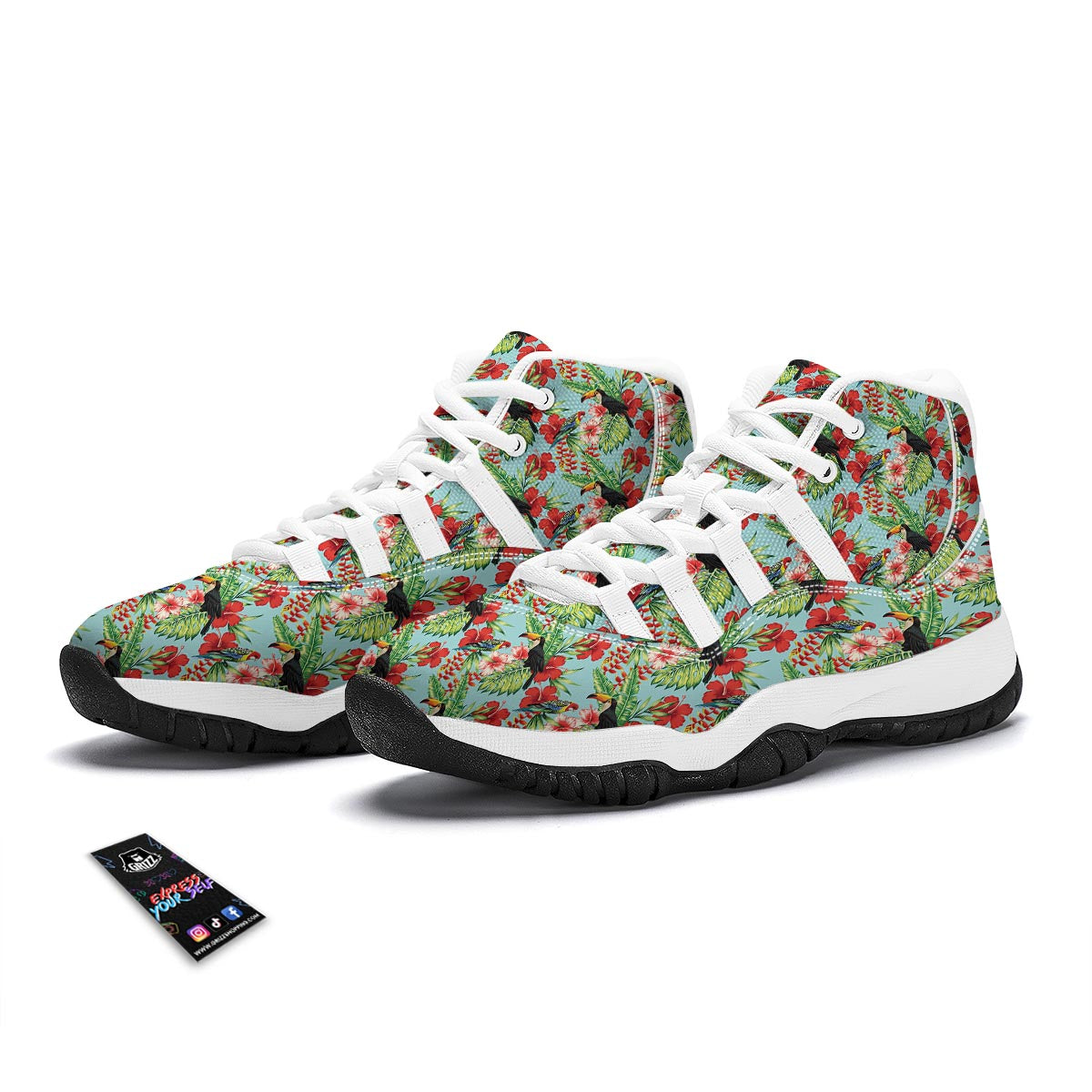 Tropical Bird White Bball Shoes-grizzshop