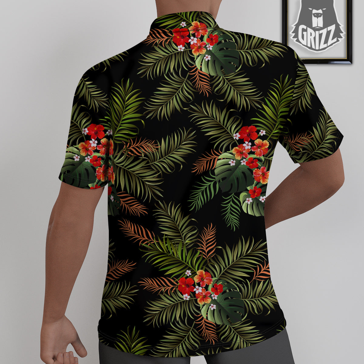 Tropical Black Hawaii Print Pattern Untucked Shirts-grizzshop