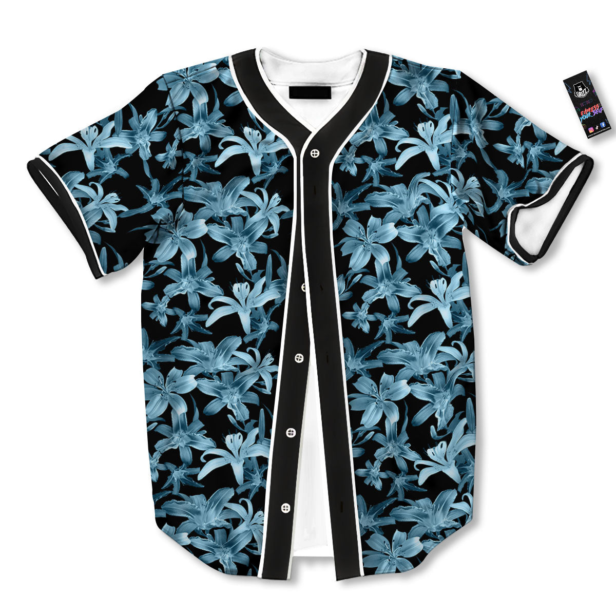 Tropical Blossom Blue Print Pattern Baseball Jersey-grizzshop
