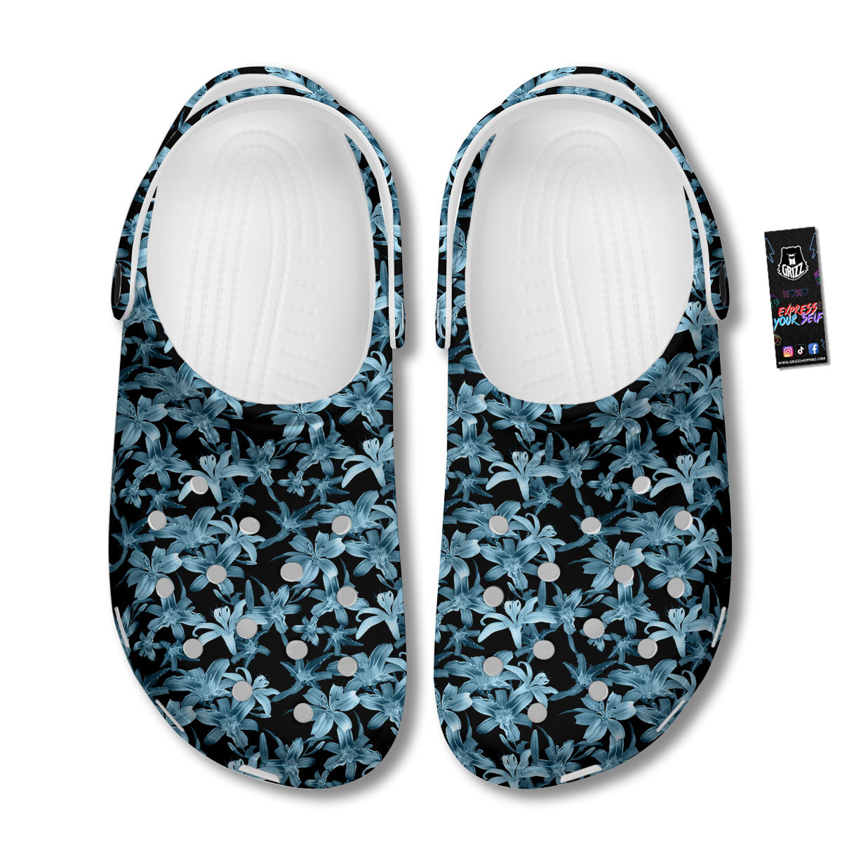 Tropical Blossom Blue Print Pattern Clog-grizzshop