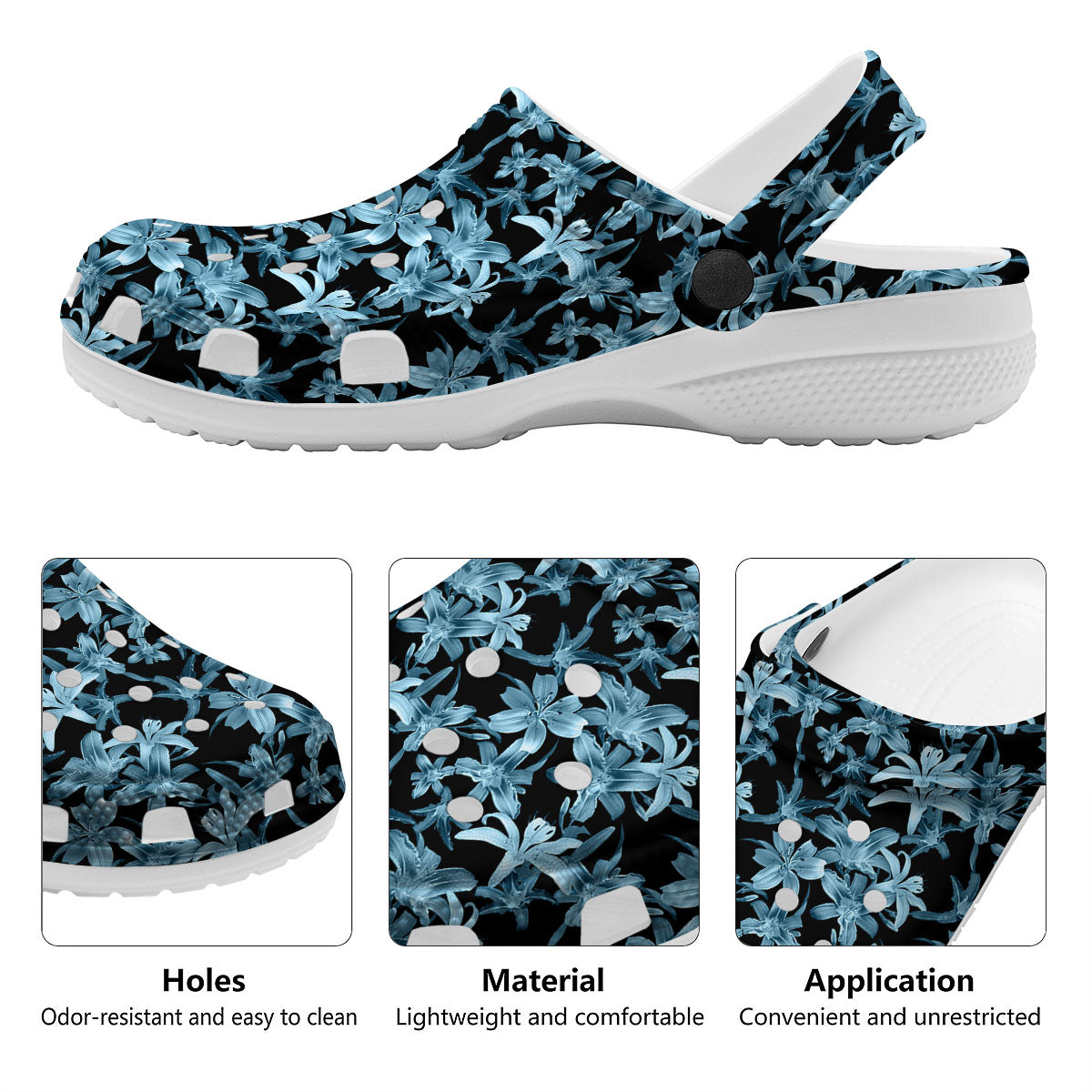 Tropical Blossom Blue Print Pattern Clog-grizzshop