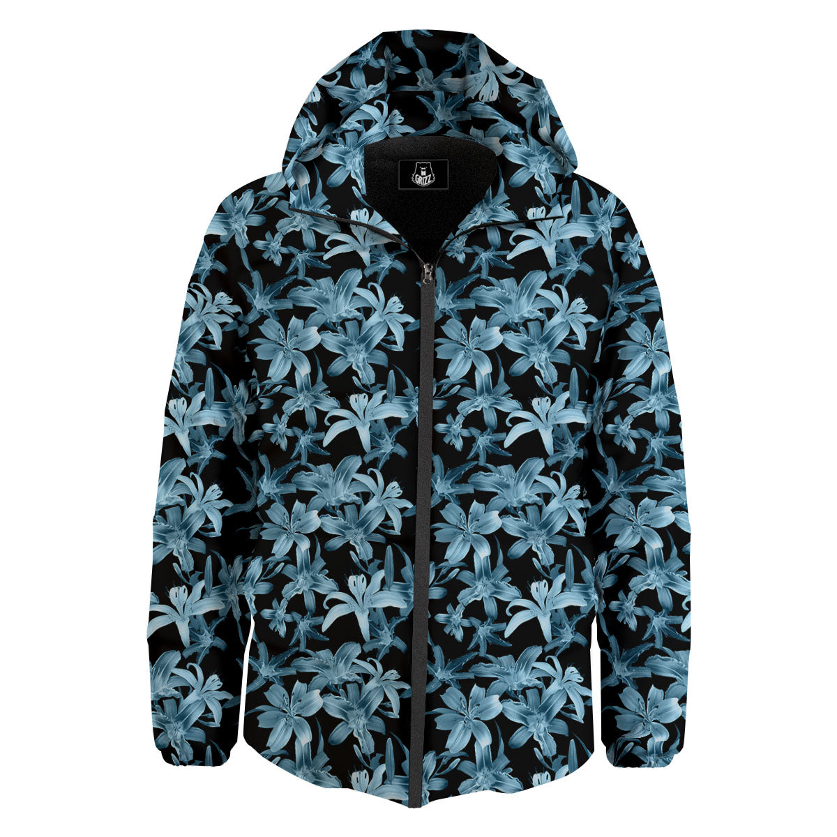 Tropical Blossom Blue Print Pattern Down Jacket-grizzshop