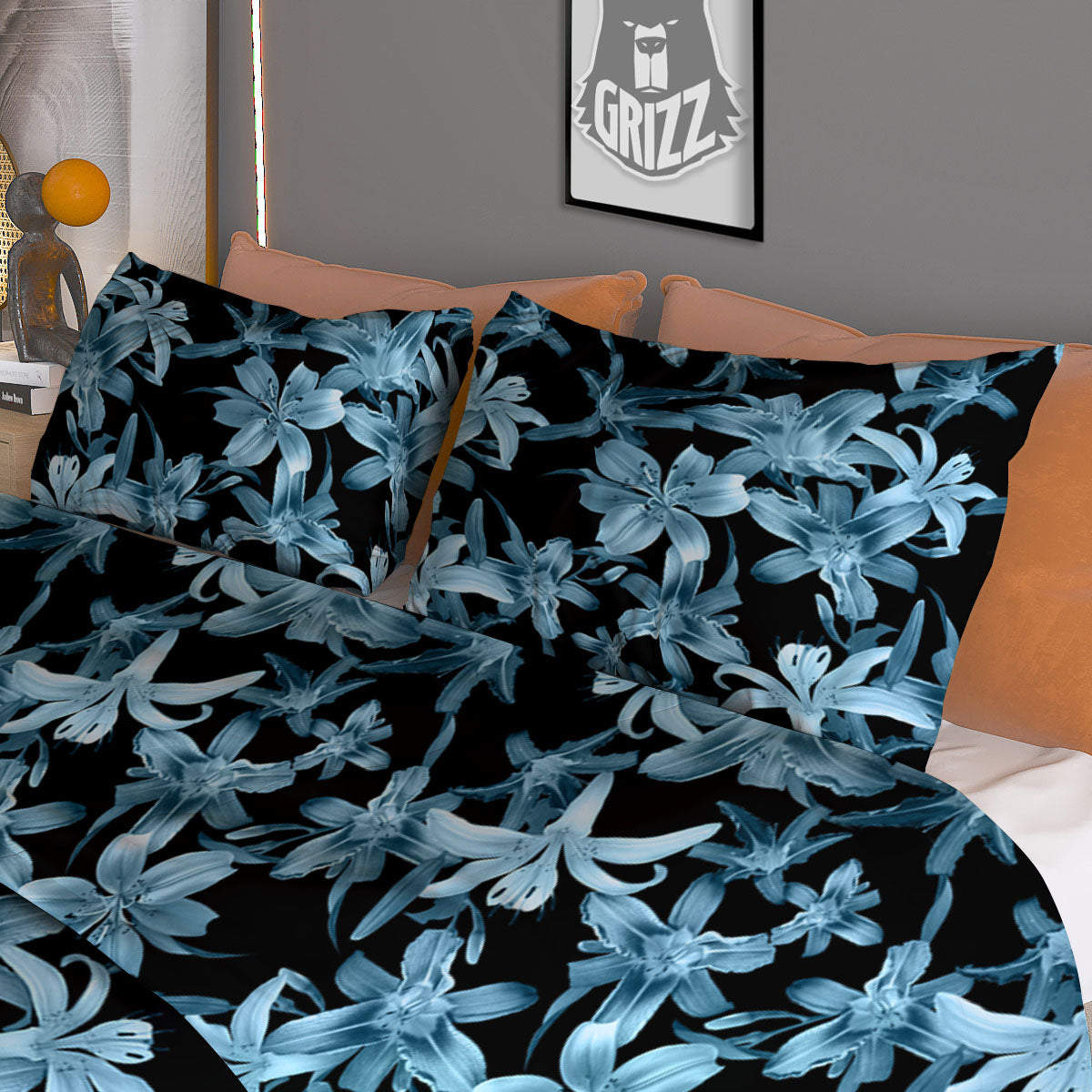 Tropical Blossom Blue Print Pattern Duvet Cover Bedding Set-grizzshop