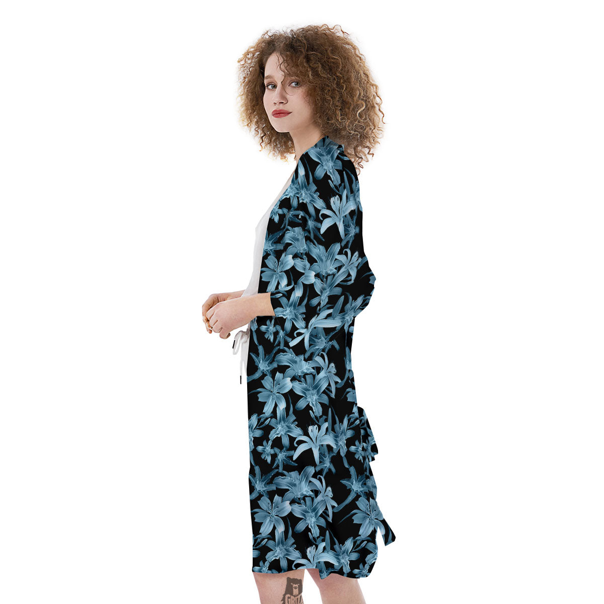 Tropical Blossom Blue Print Pattern Kimono-grizzshop