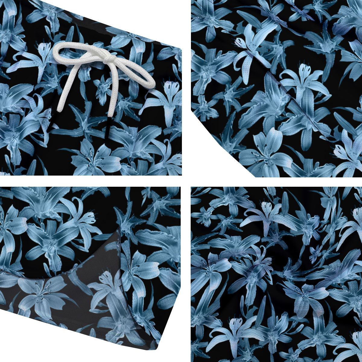 Tropical Blossom Blue Print Pattern Men's Running Shorts-grizzshop