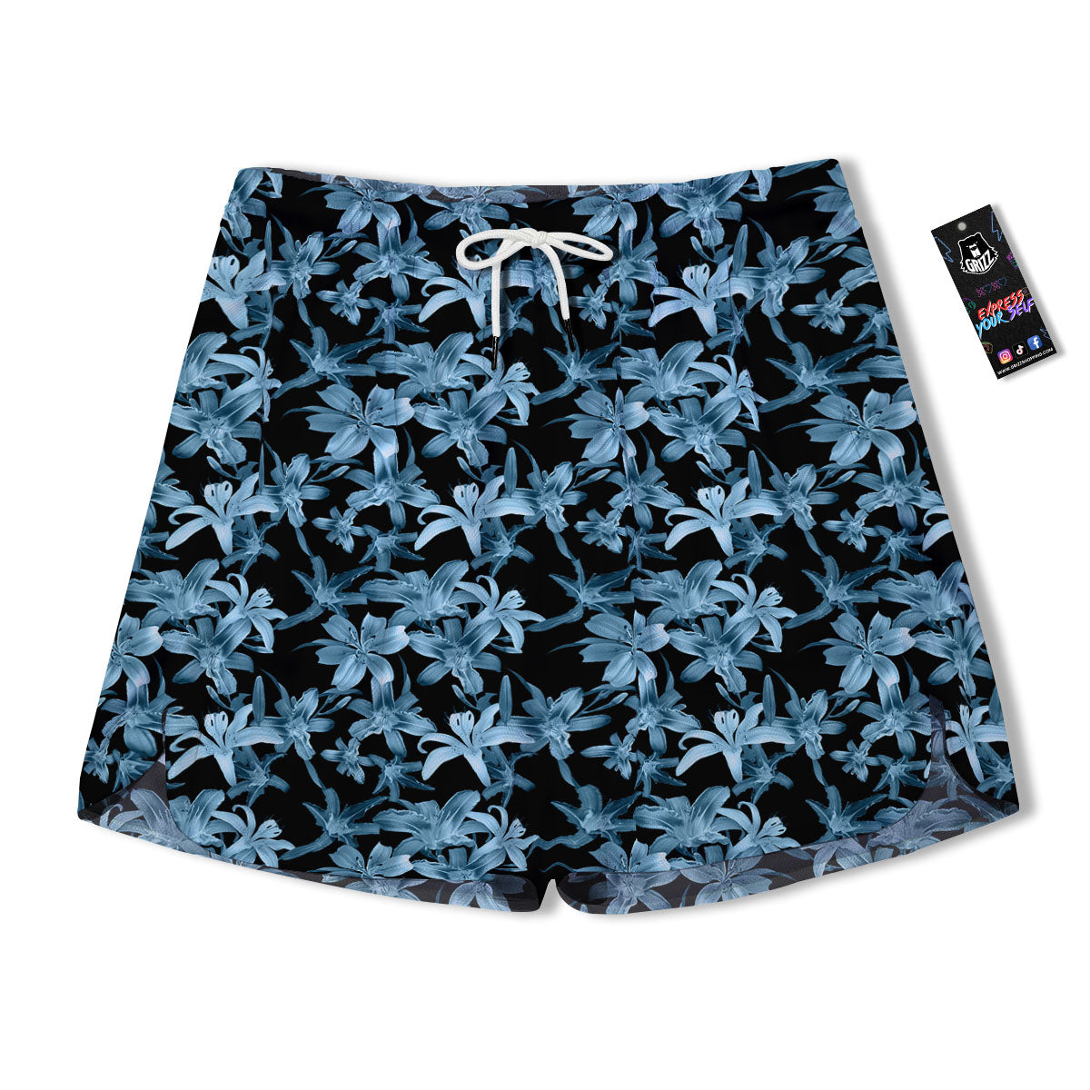 Tropical Blossom Blue Print Pattern Men's Running Shorts-grizzshop