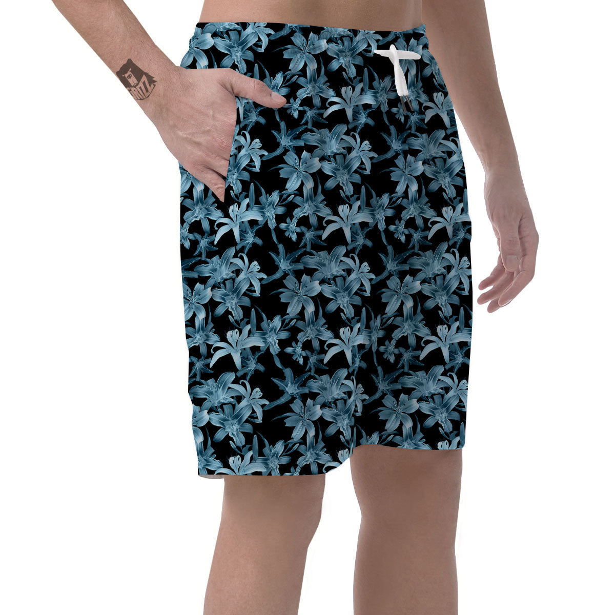 Tropical Blossom Blue Print Pattern Men's Shorts-grizzshop
