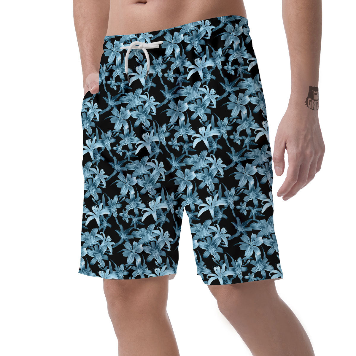 Tropical Blossom Blue Print Pattern Men's Shorts-grizzshop