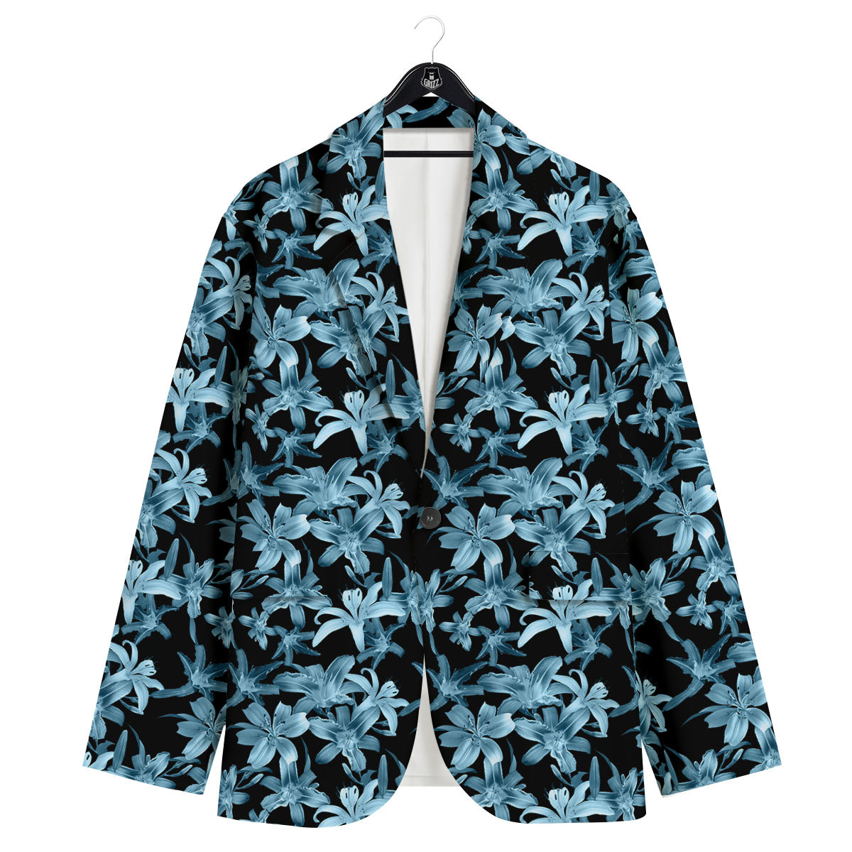 Tropical Blossom Blue Print Pattern Men's Sport Coat-grizzshop