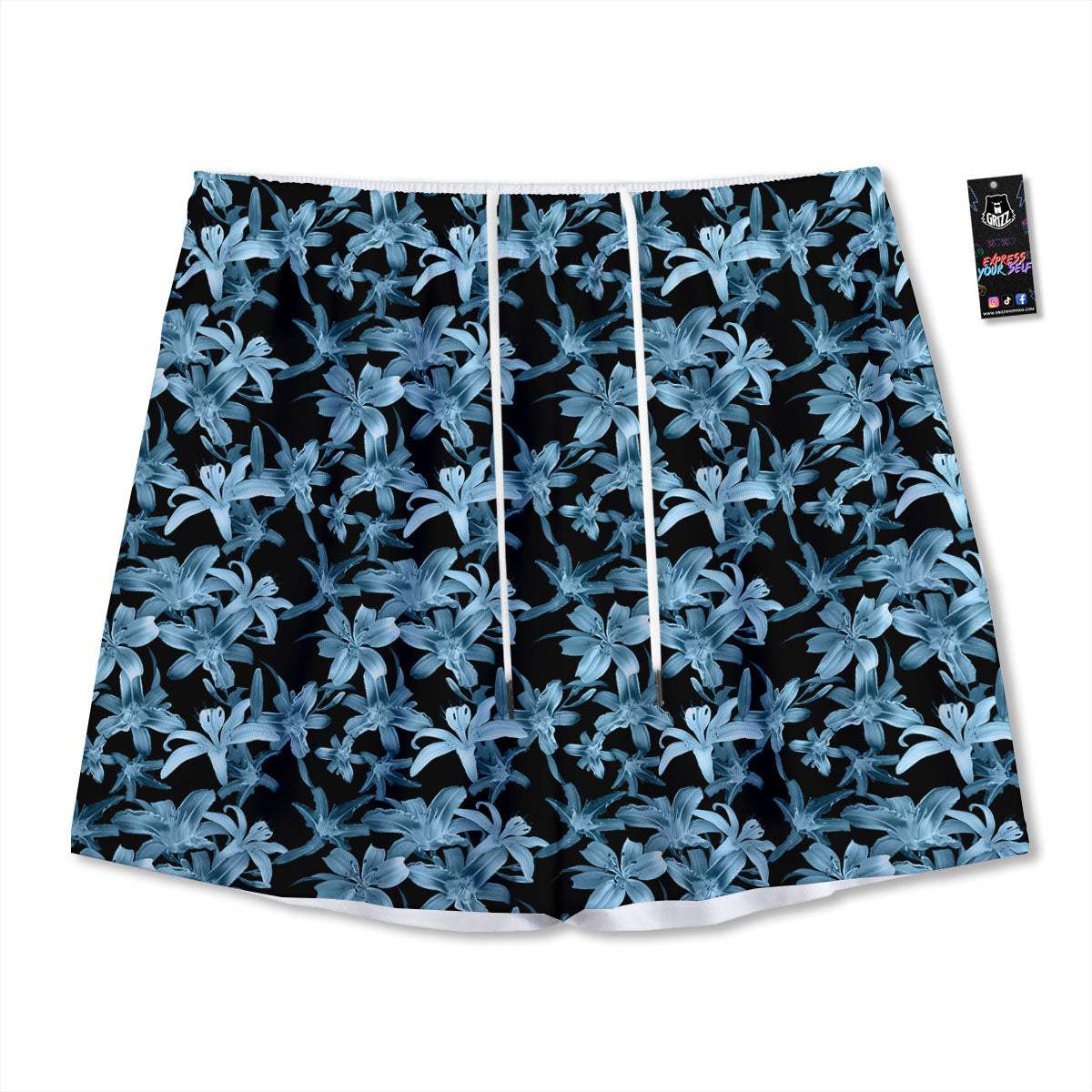 Tiger Flower And Print Pattern Mesh Shorts