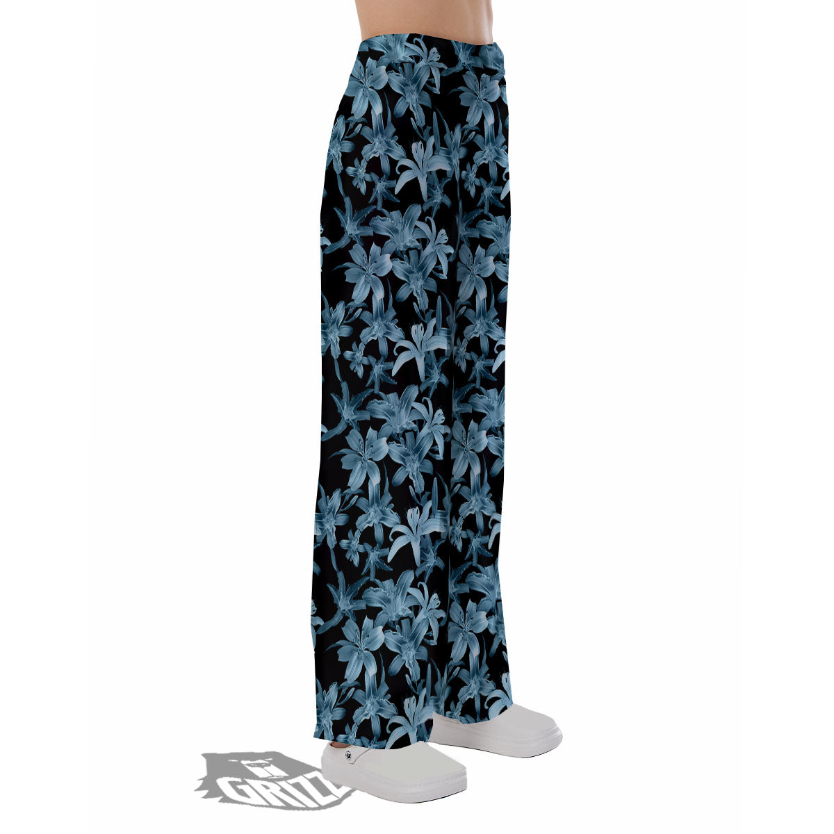 Tropical Blossom Blue Print Pattern Pajama Pants-grizzshop