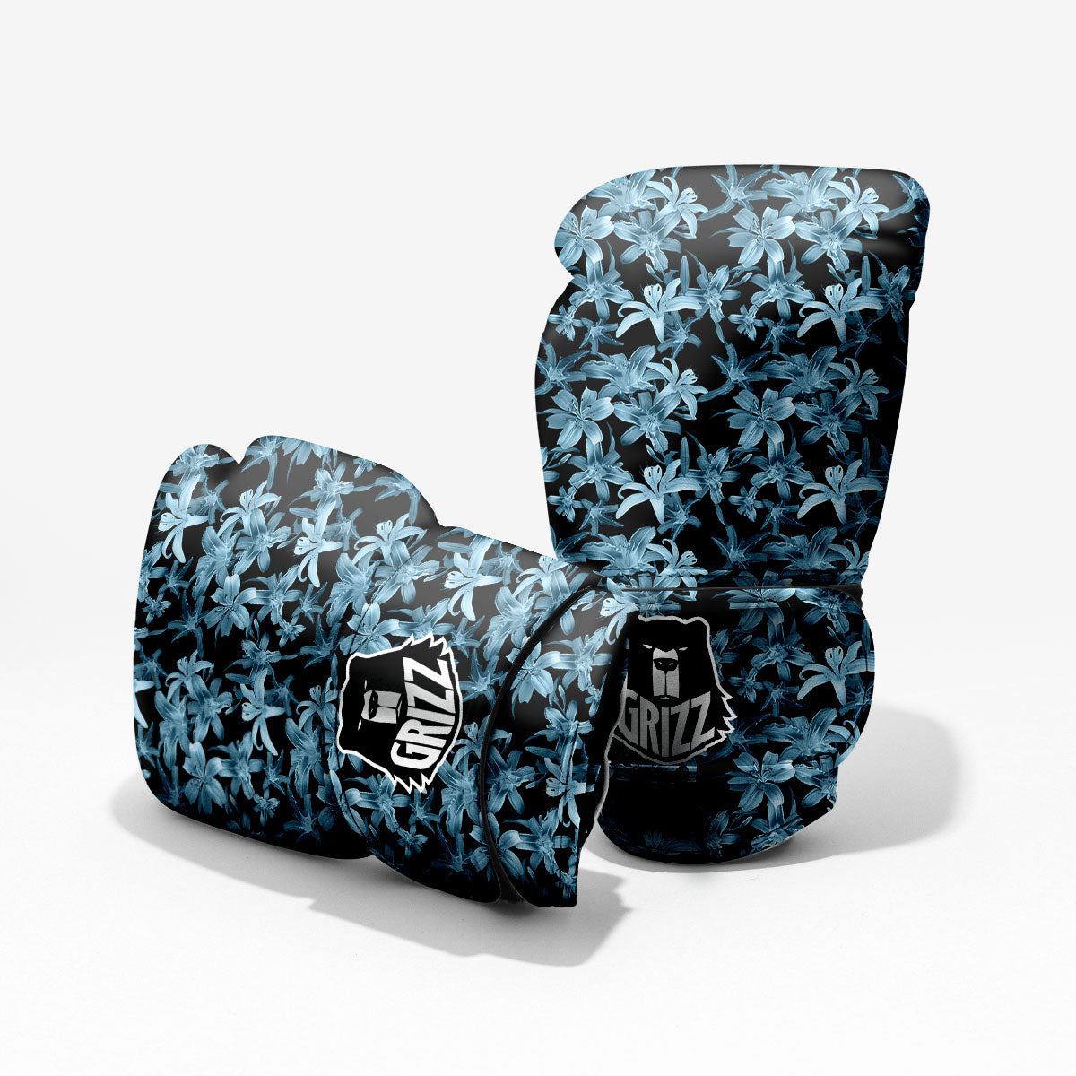 Tropical Blossom Blue Print Pattern Pro Boxing Glove