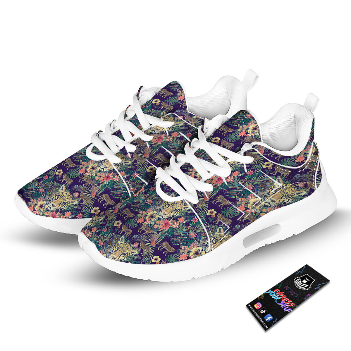 Tropical Blossom Blue Print Pattern Tennis Shoes-grizzshop