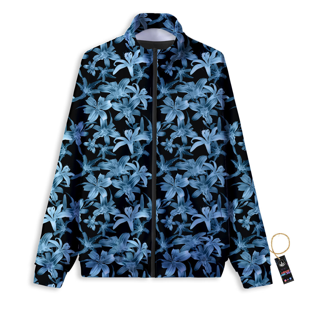 Tropical Blossom Blue Print Pattern Track Jacket-grizzshop
